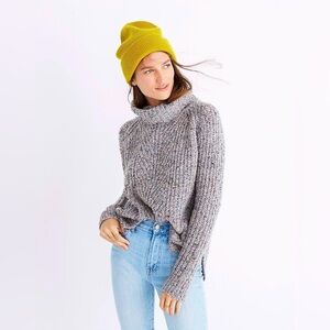 MADEWELL Colorfleck Ribbed Turtleneck Sweater Gray M